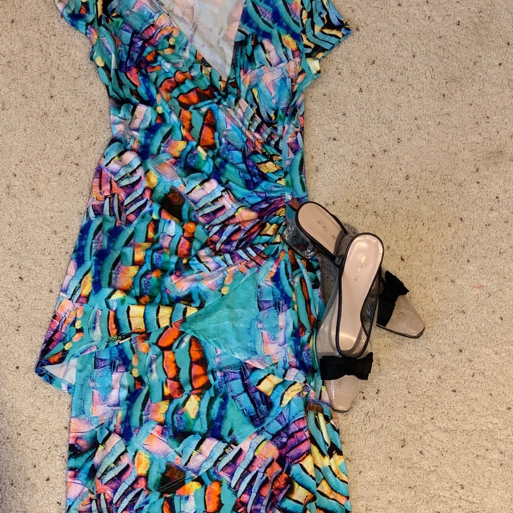 Joseph Ribkoff Abstract Print Wrap Dress - image 1